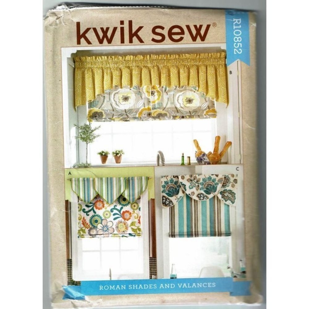 Kwik Sew Sewing Pattern 10852 4290 Roman Shades Valances UNCUT